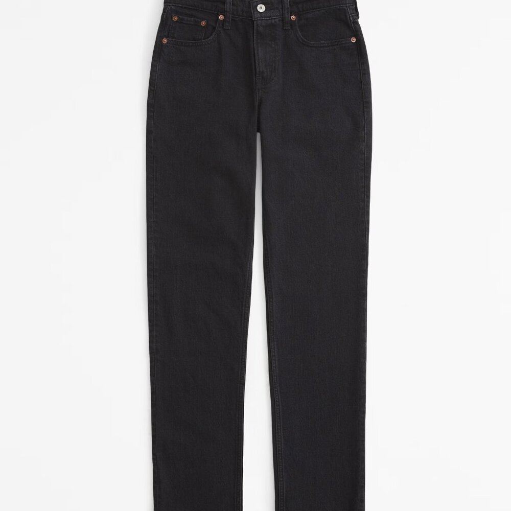 Abercrombie & Fitch Straight Leg Jeans in Black Wash - Picture 7 of 8
